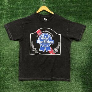 Pabst Blue Ribbon Beer Est 1844 Label T-Shirt Size Large